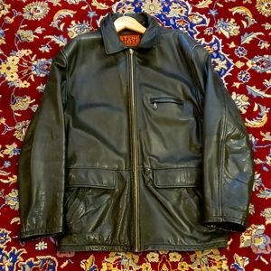 A black stone Ridge leather jacket. Size Large